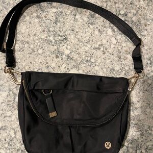 lululemon athletica Black Crossbody Bag with Gold Accents